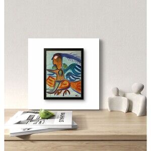 Bold Colorful Native American Modern Art Acrylic Painting on Canvas Art 14x11